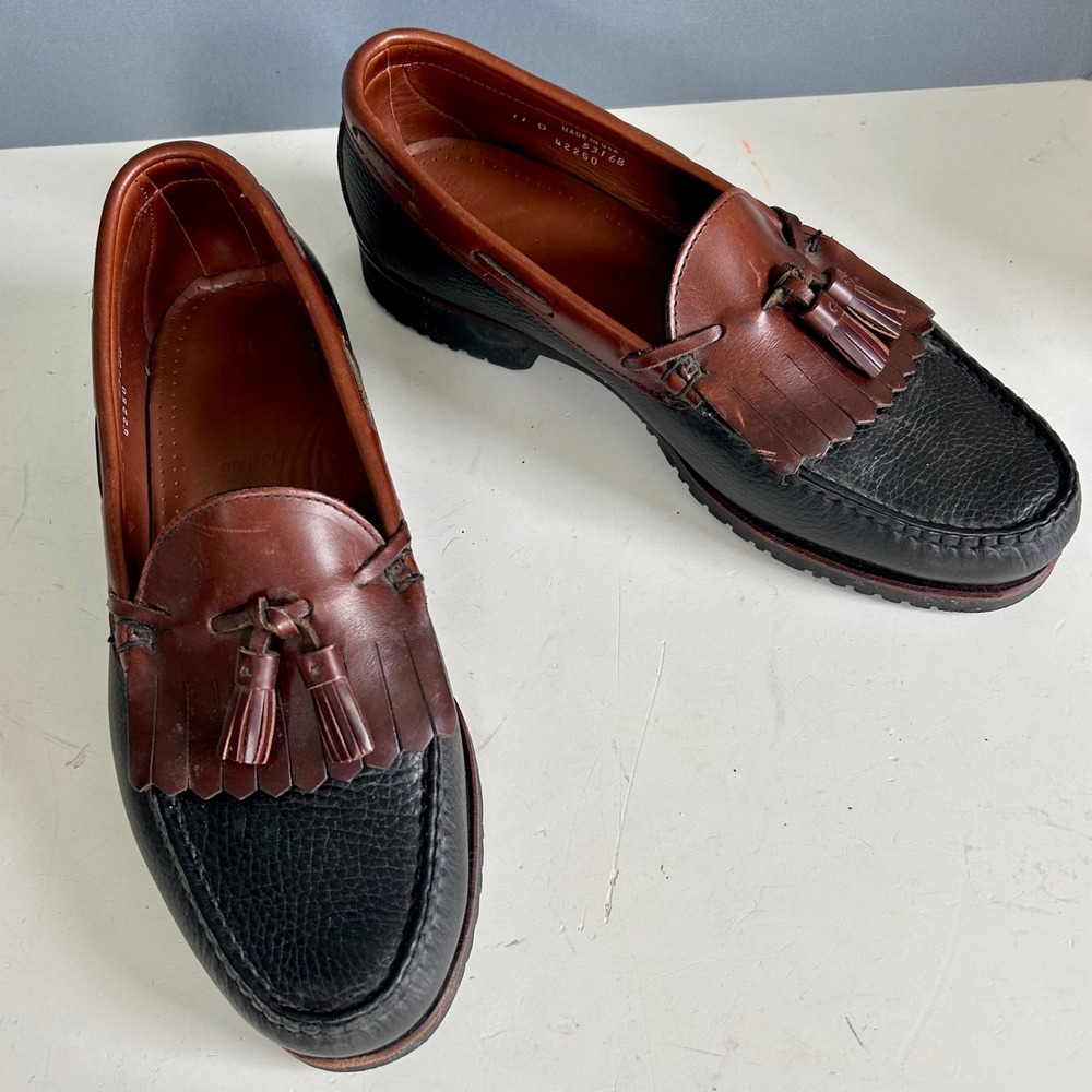 Allen Edmonds Loafers Mens 11 D Nashua Tassel Kiltie Boat Shoe Leather Preppy - Picture 2 of 13